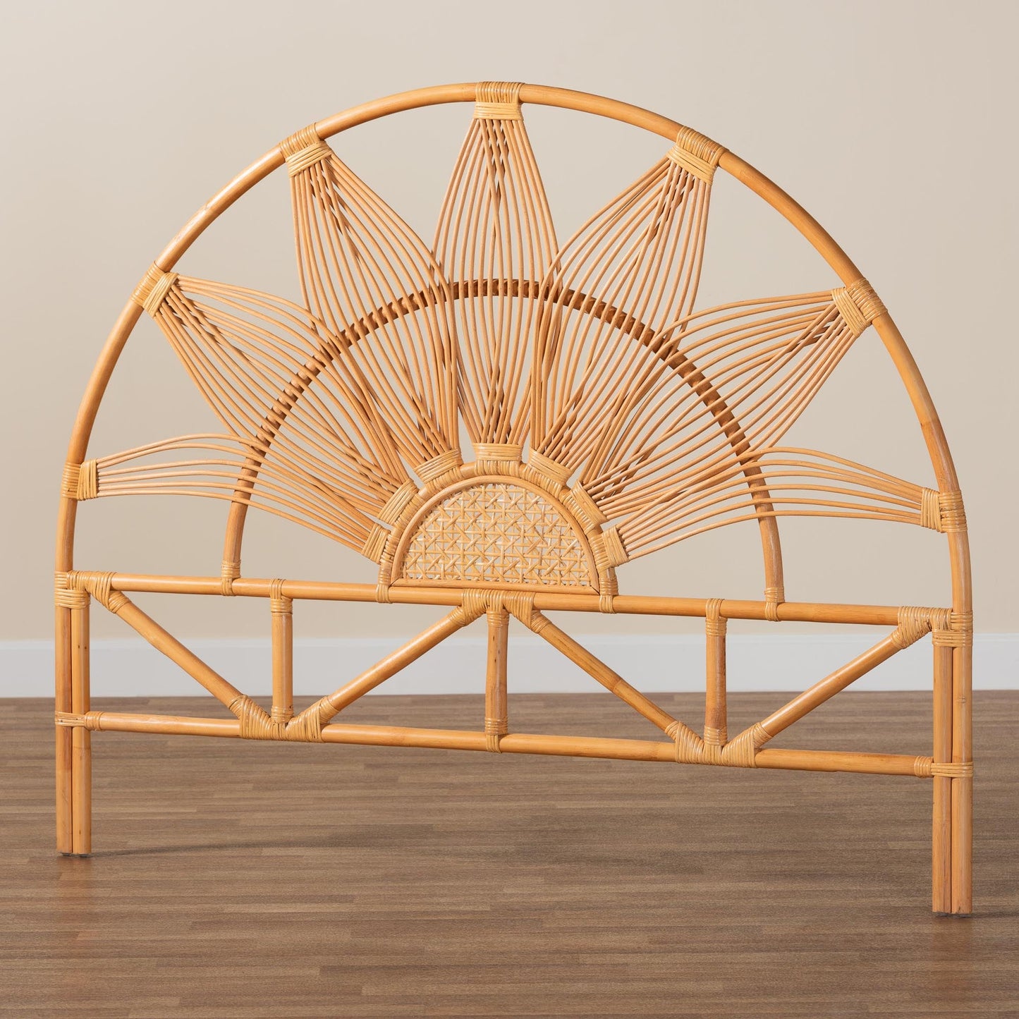 CALVIN & BAY MODERN BOHEMIAN NATURAL RATTAN STANDALONE HEADBOARD