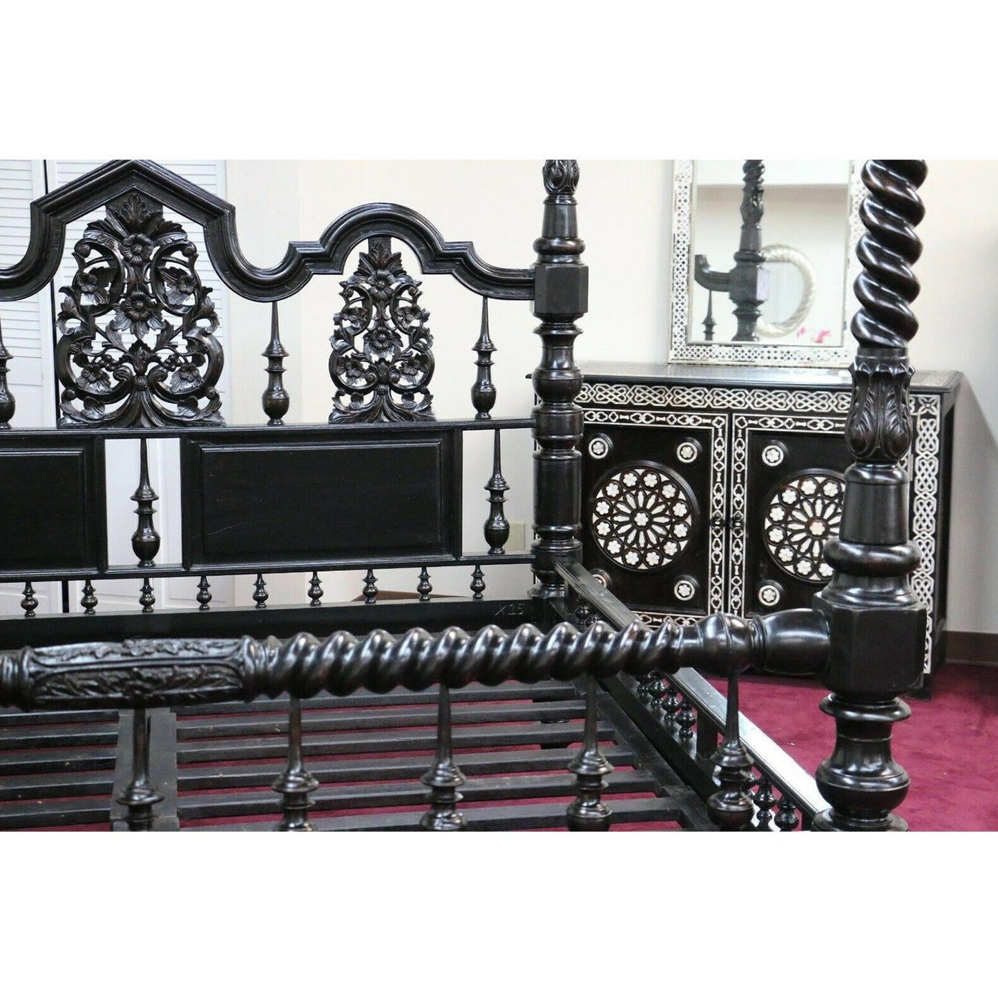 Mace Indian Colonial Posters Bed Hand Carved
