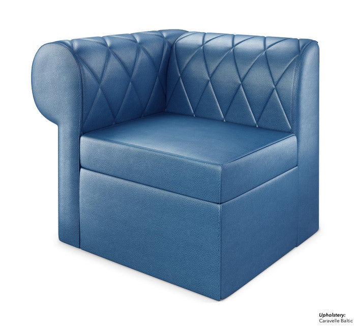 The Venice Diamond-Tufted Modular Lounge Left Side Extension With Rounded Arm