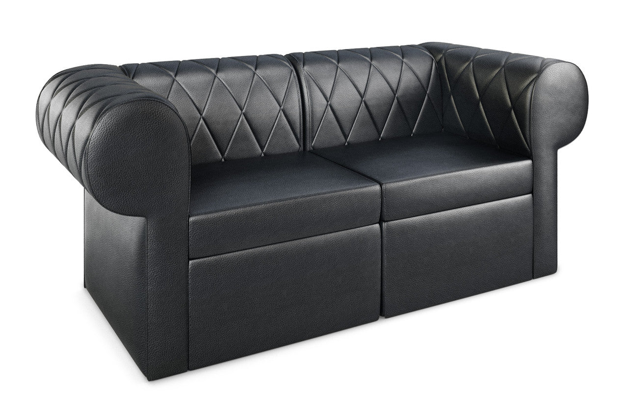 The Venice Modular Lounge Diamond Button Tufted Loveseat with Rounded Arms