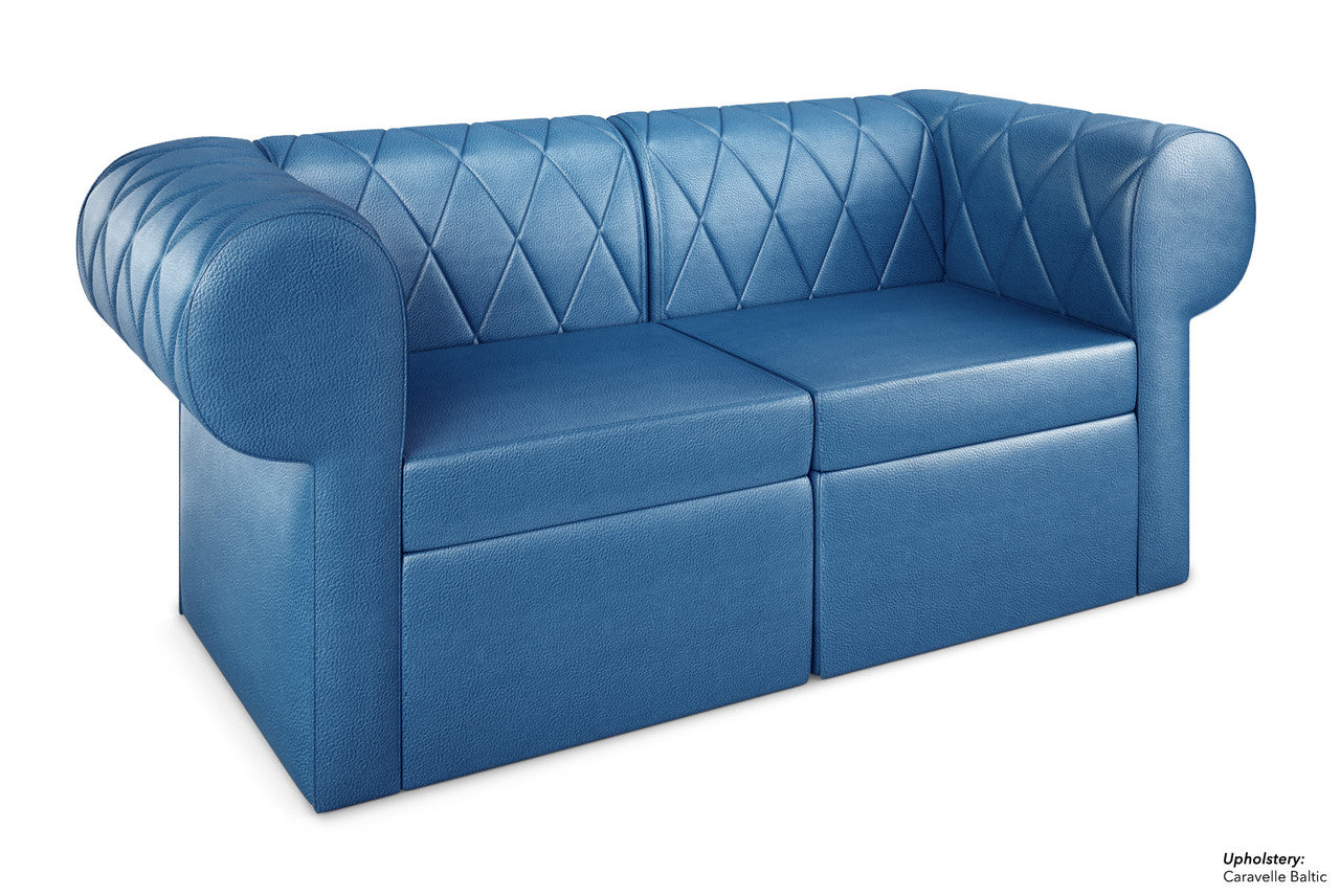 The Venice Modular Lounge Diamond Button Tufted Loveseat with Rounded Arms