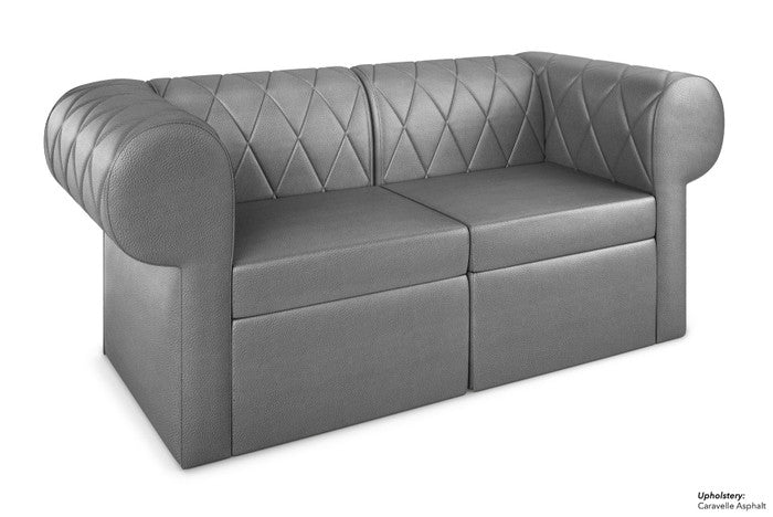 The Venice Modular Lounge Diamond Button Tufted Loveseat with Rounded Arms