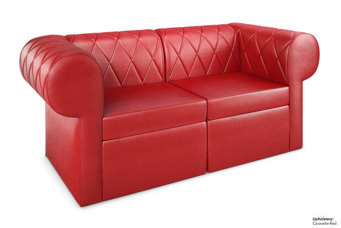 The Venice Modular Lounge Diamond Button Tufted Loveseat with Rounded Arms
