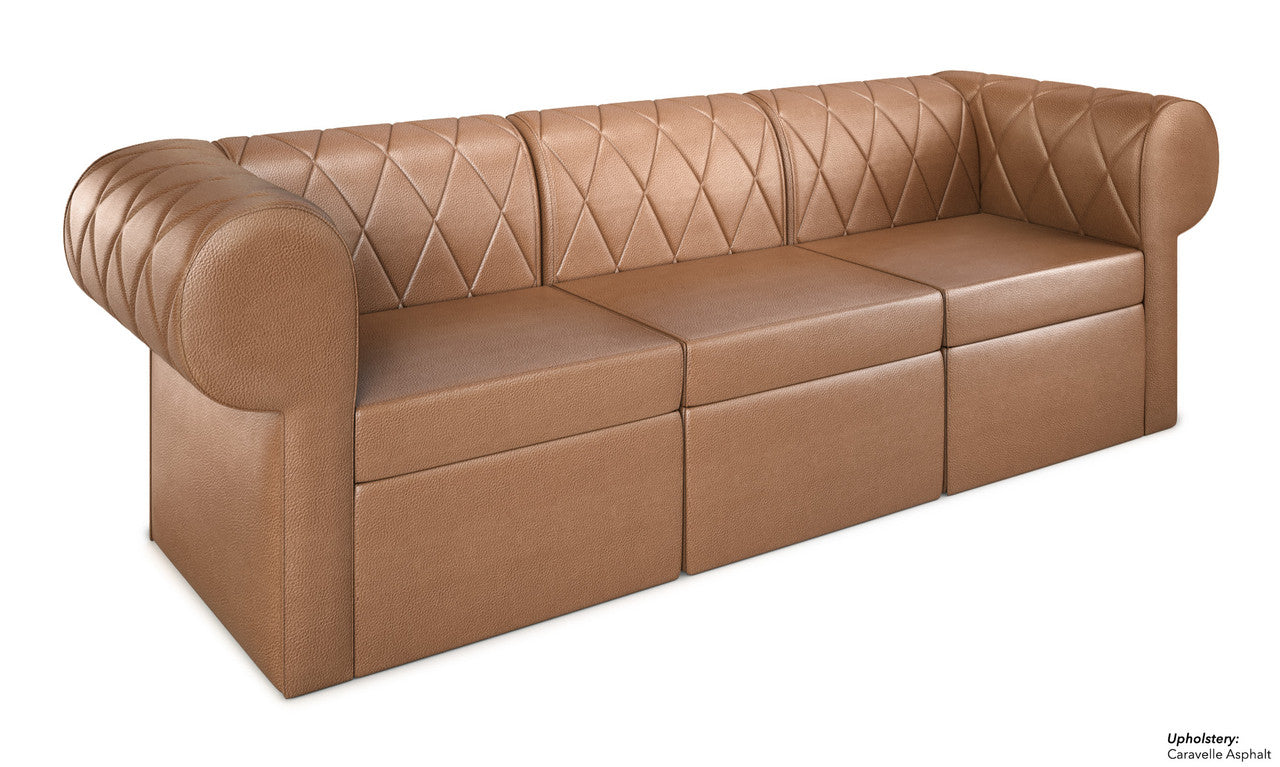 The Venice Diamond-Tufted Modular Lounge Sofa with Rounded Arms