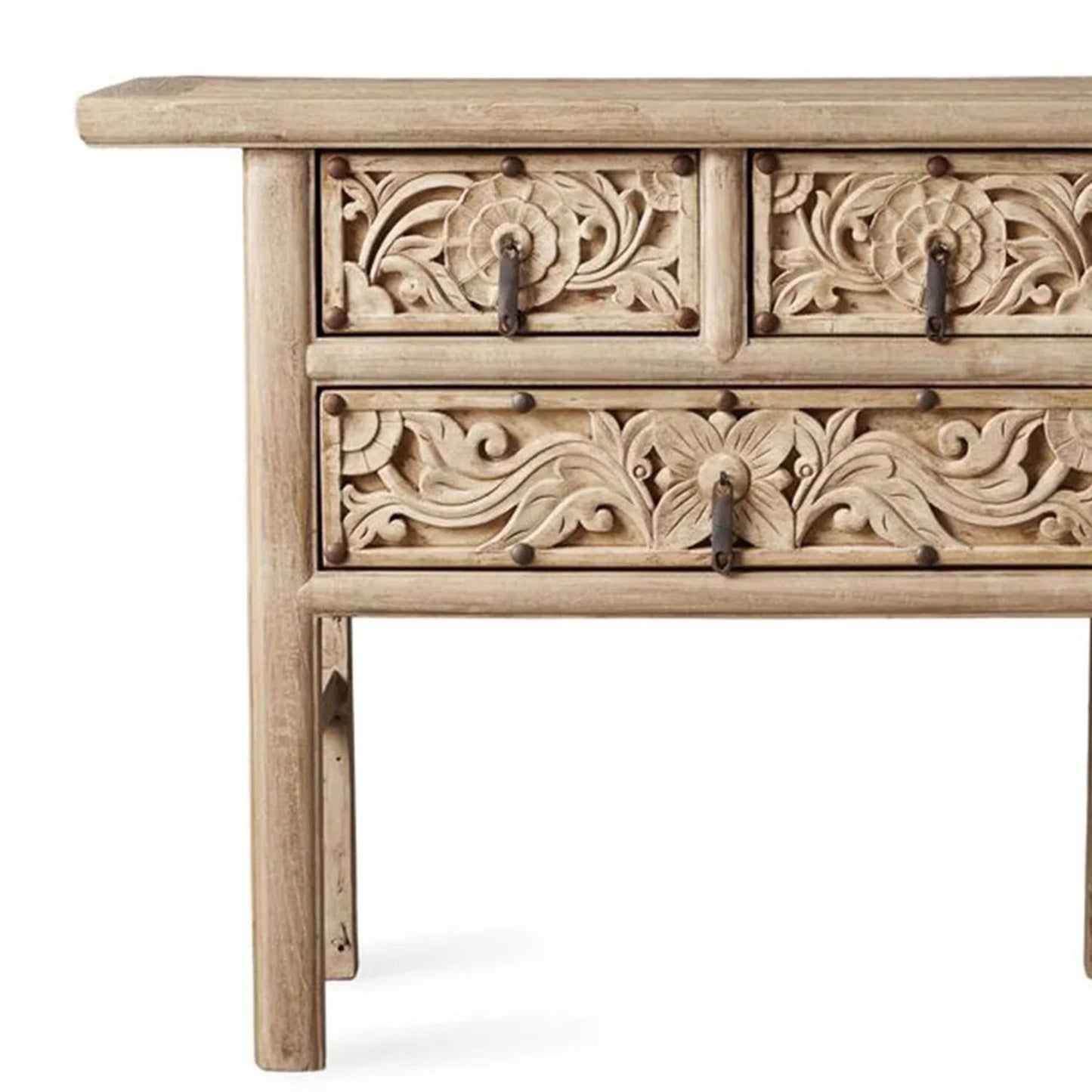 Mesa de recibidor de madera maciza tallada a mano de Rasruman
