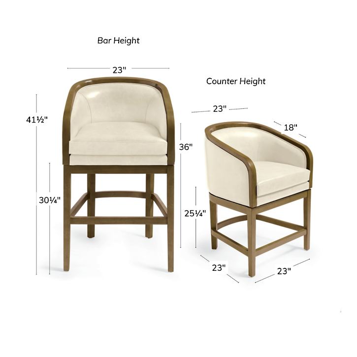 Taburete de bar y mostrador combinado de madera y cuero Caelum