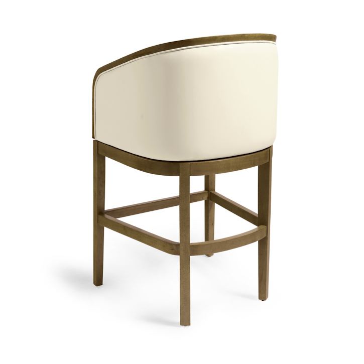 Taburete de bar y mostrador combinado de madera y cuero Caelum