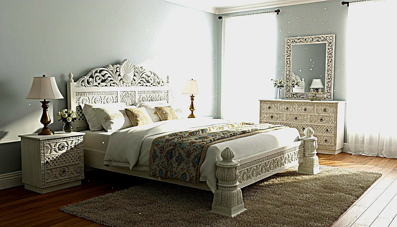 Juffair Hand Carved Solid Wood Platform Bed