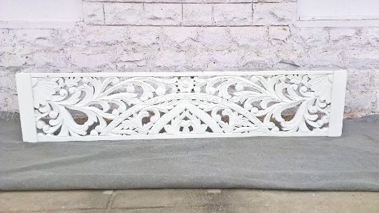 Amani Hand Carved Indian Solid wooden bed frame White