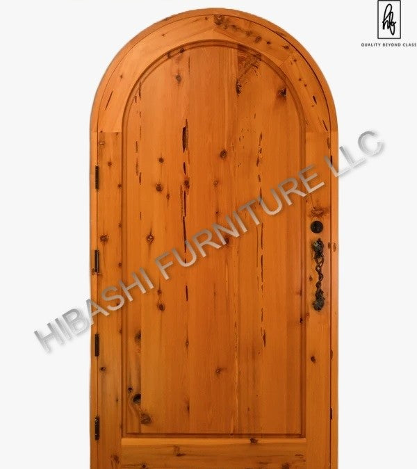 Puerta de bodega de vinos tallada a mano con diseño floral de Tanay