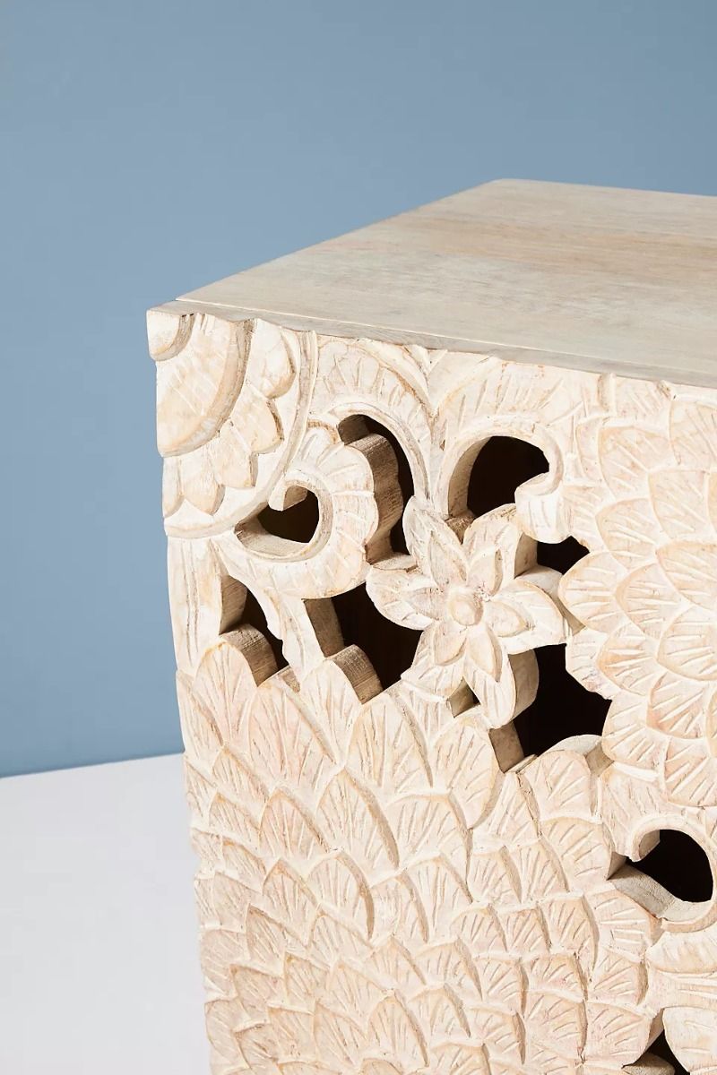 Lotus Hand carved Entryway Cabinet