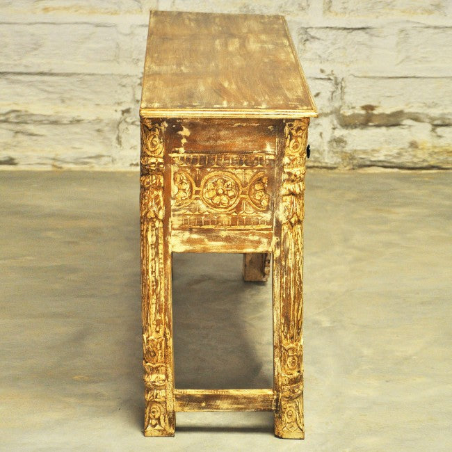 Mesa de recibidor tallada estilo Mehrab con un cajón