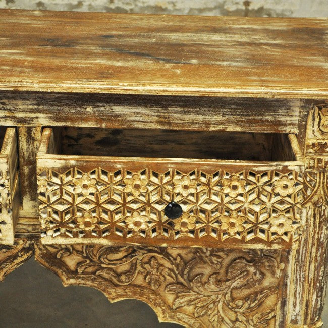 Mesa de recibidor tallada estilo Mehrab con cajones
