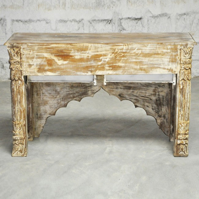 Mesa de recibidor tallada estilo Mehrab con cajones