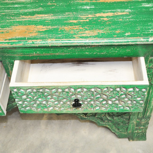 Mesa de recibidor tallada estilo Mehrab con cajones