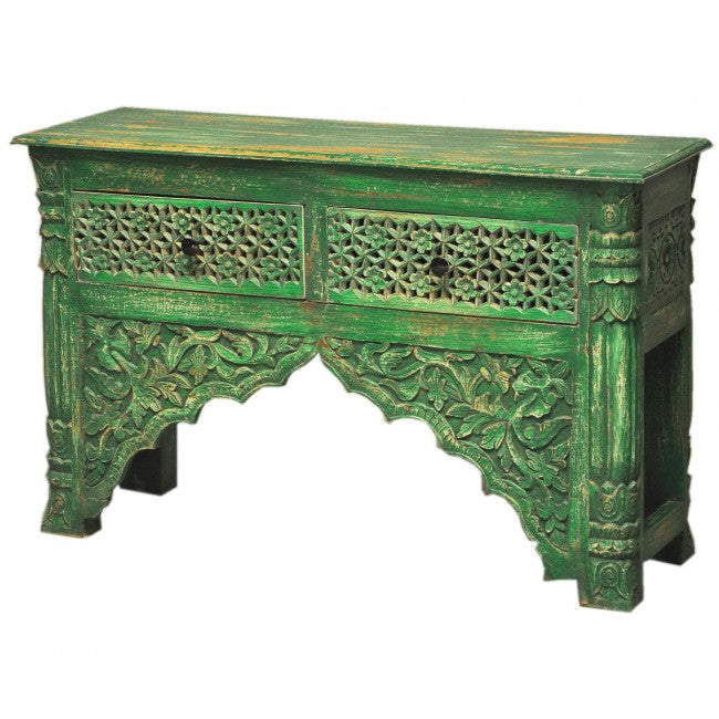 Mesa de recibidor tallada estilo Mehrab con cajones