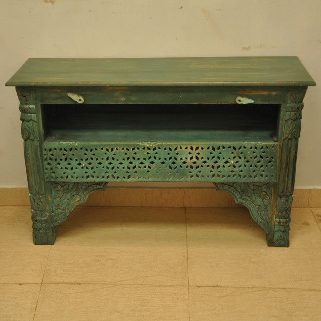 Mesa de recibidor tallada estilo Mehrab con un cajón