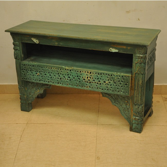 Mesa de recibidor tallada estilo Mehrab con un cajón