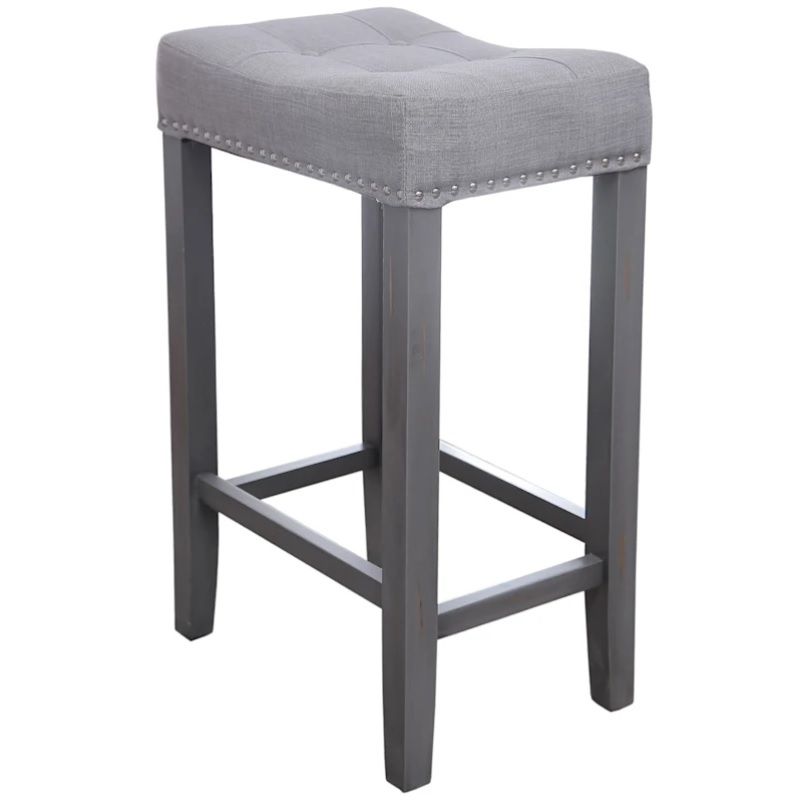 Taburete de madera sin respaldo HAINA con asiento tapizado
