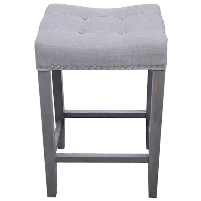 Taburete de madera sin respaldo HAINA con asiento tapizado