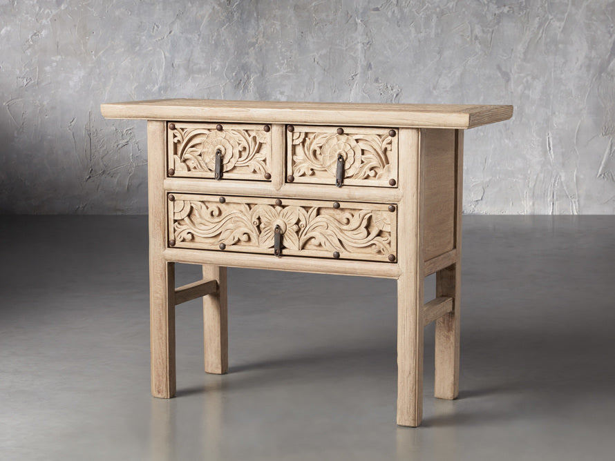 Mesa de recibidor de madera maciza tallada a mano de Rasruman