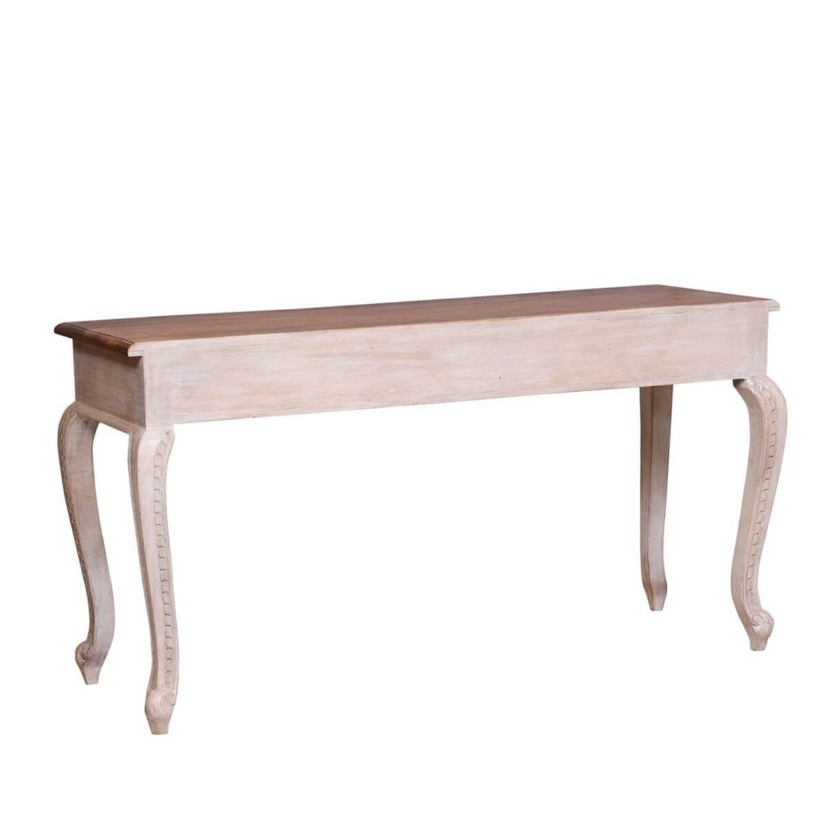 French Reclaimed Wood Hand Carved Floral Hall Table