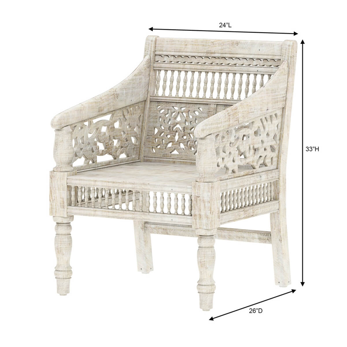 Pennsylvania Solid Wood Hand carved Moroccan Accent Chair