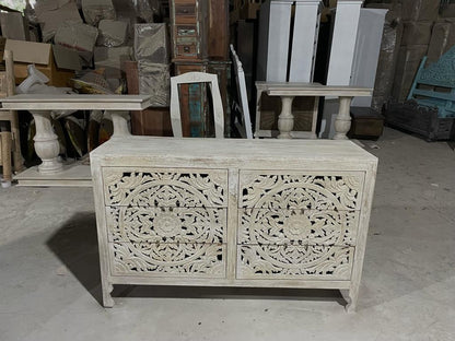 Lombok Hand Carved Wooden Six Drawer Dresser/ Hand Made wooden Dresser