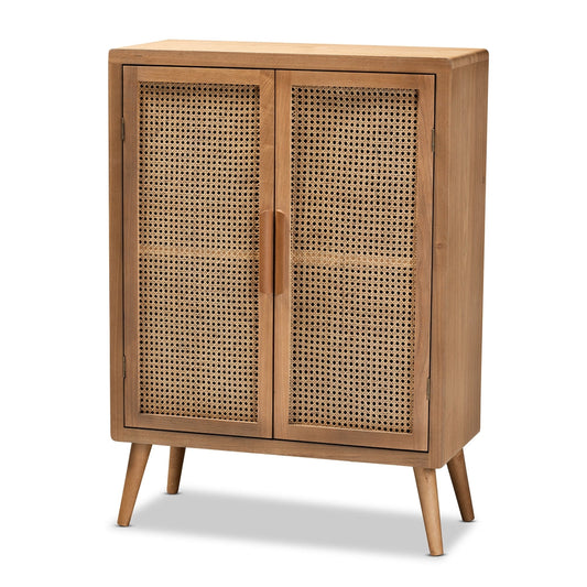 Gabinete de almacenamiento de dos puertas de ratán Alina