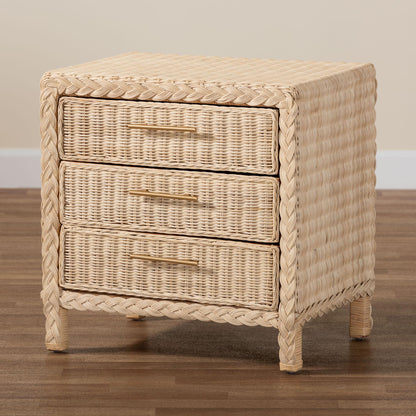 Calvin Bohemian Natural Rattan 1-drawer Bedside / Nightstand