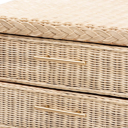 Calvin Bohemian Natural Rattan 1-drawer Bedside / Nightstand