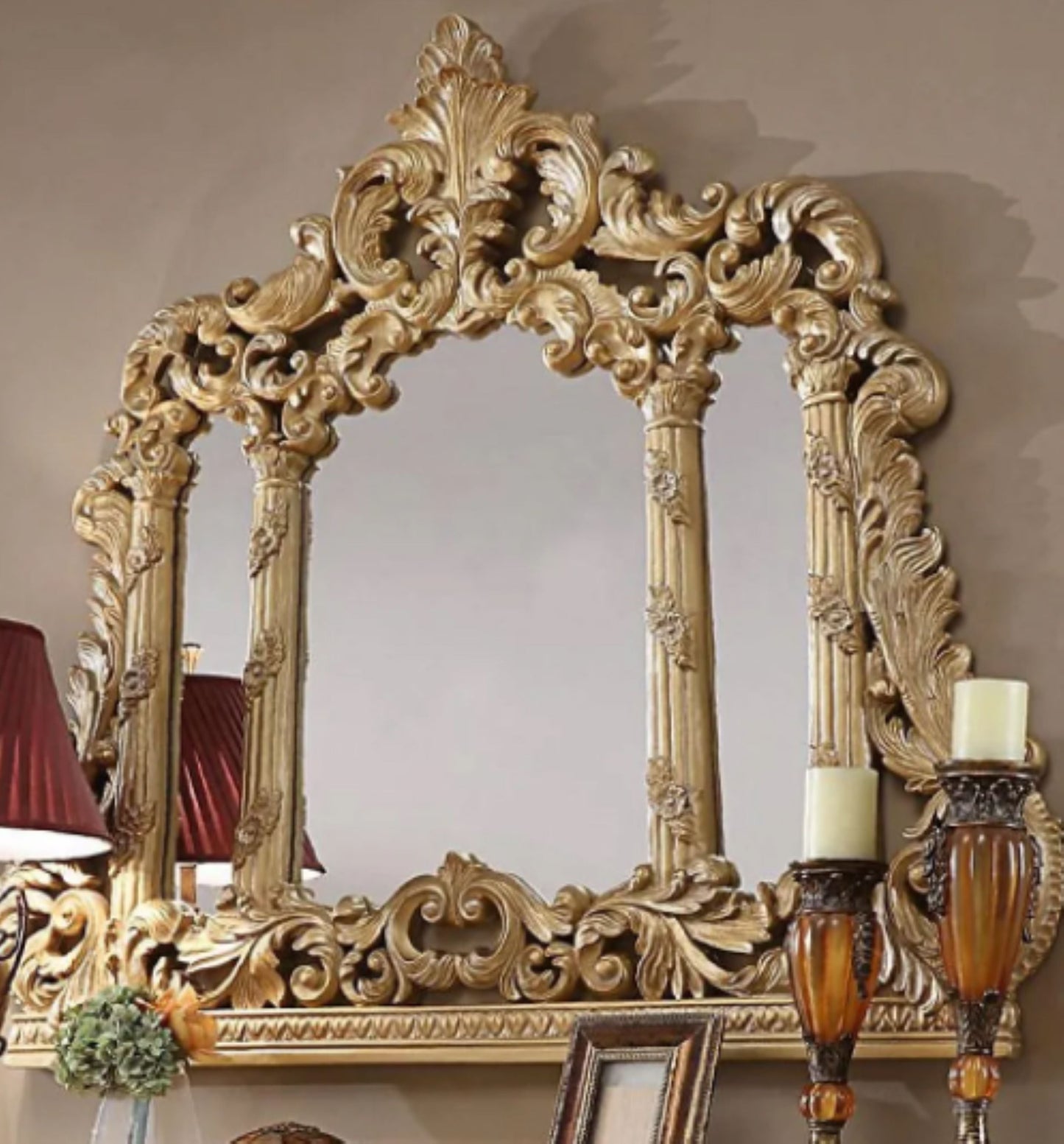 REYNA Metallic Antique Gold Traditional Mirror
