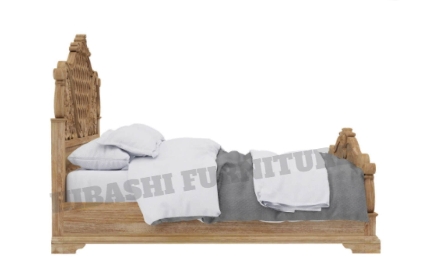 Blossom Solid Mango Wood Traditional Rustic Platform Bed