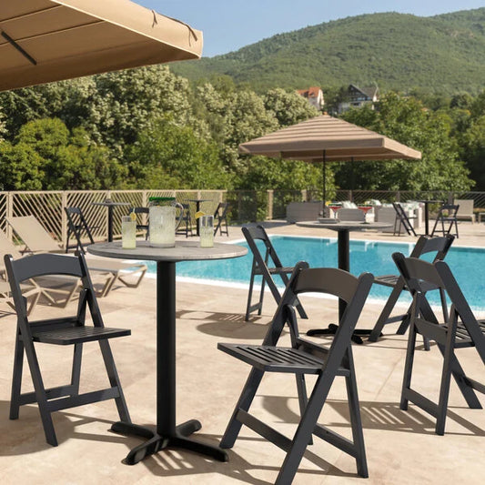 The Eli Slatted Outdoor Resin Folding Chair