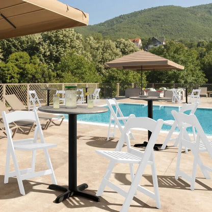 The Eli Slatted Outdoor Resin Folding Chair