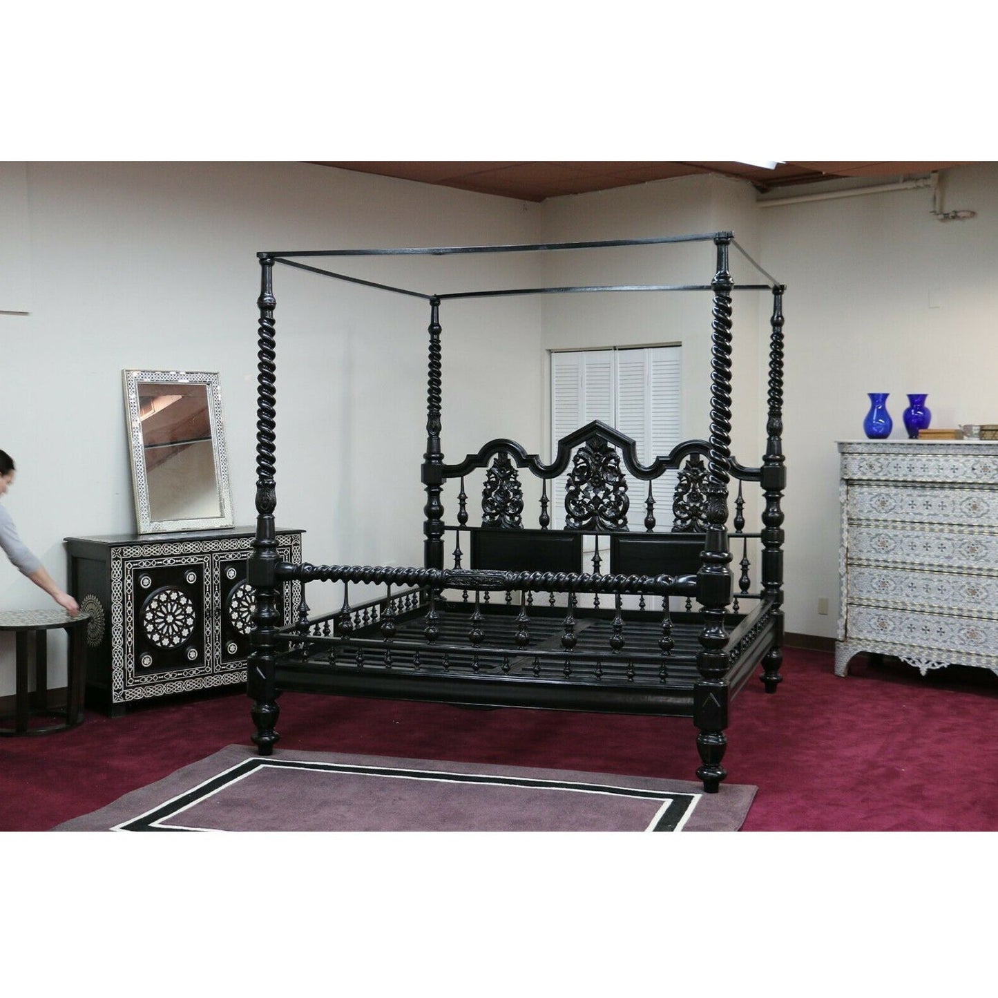 Mace Indian Colonial Posters Bed Hand Carved