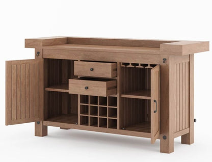 Miller Solid Wooden Bar Cabinet - Indoor / Outdoor