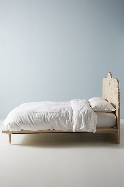 Bohemian Style Hand carved Indian Wooden Floral Platform Bed