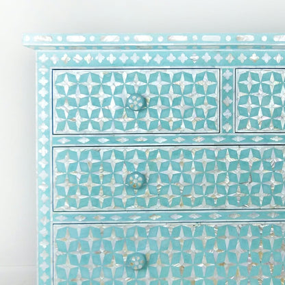 Mother of Pearl Star Geometrical Design 4 Drawer Chest