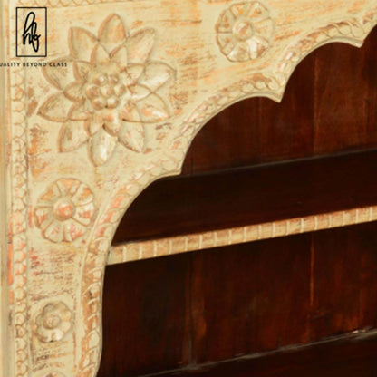 FORIST Solid Mango Wood Hand Carved Bookcase