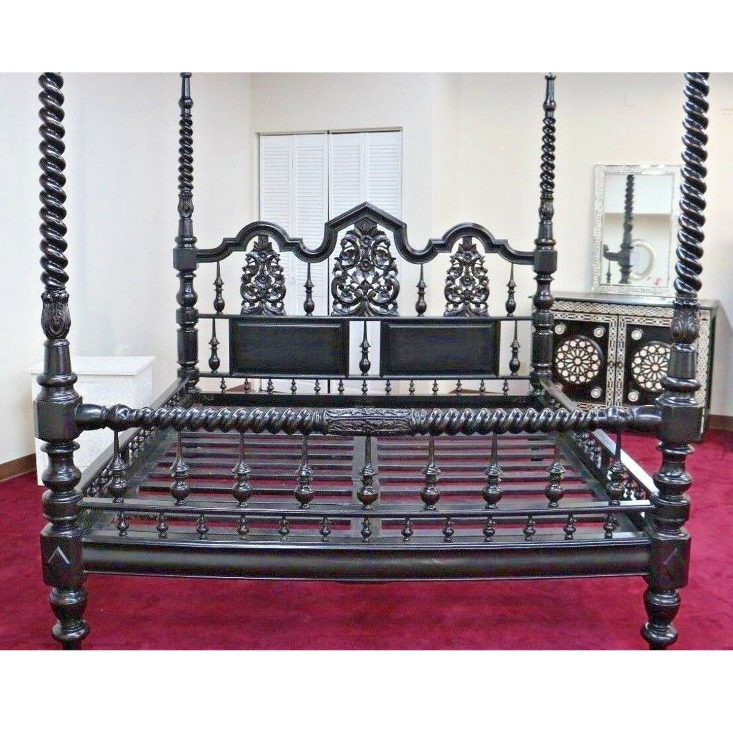 Mace Indian Colonial Posters Bed Hand Carved