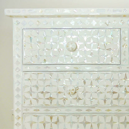 Mother of Pearl Star Geometrical Design 4 Drawer Chest