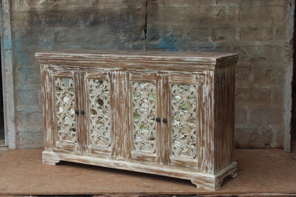 French Arched Wood Sideboards with Mirrored Doors