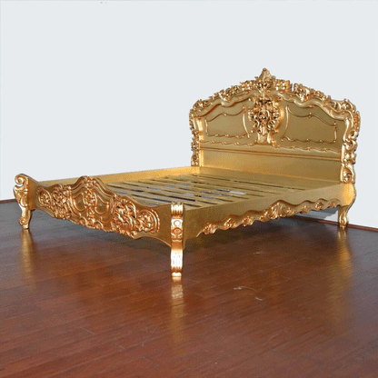 Royal Gold Leaf Hand Carved Bed
