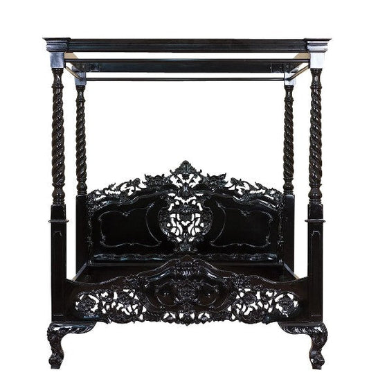 Kabak Gothic Hand Carved Solid Wooden Canopy Bed