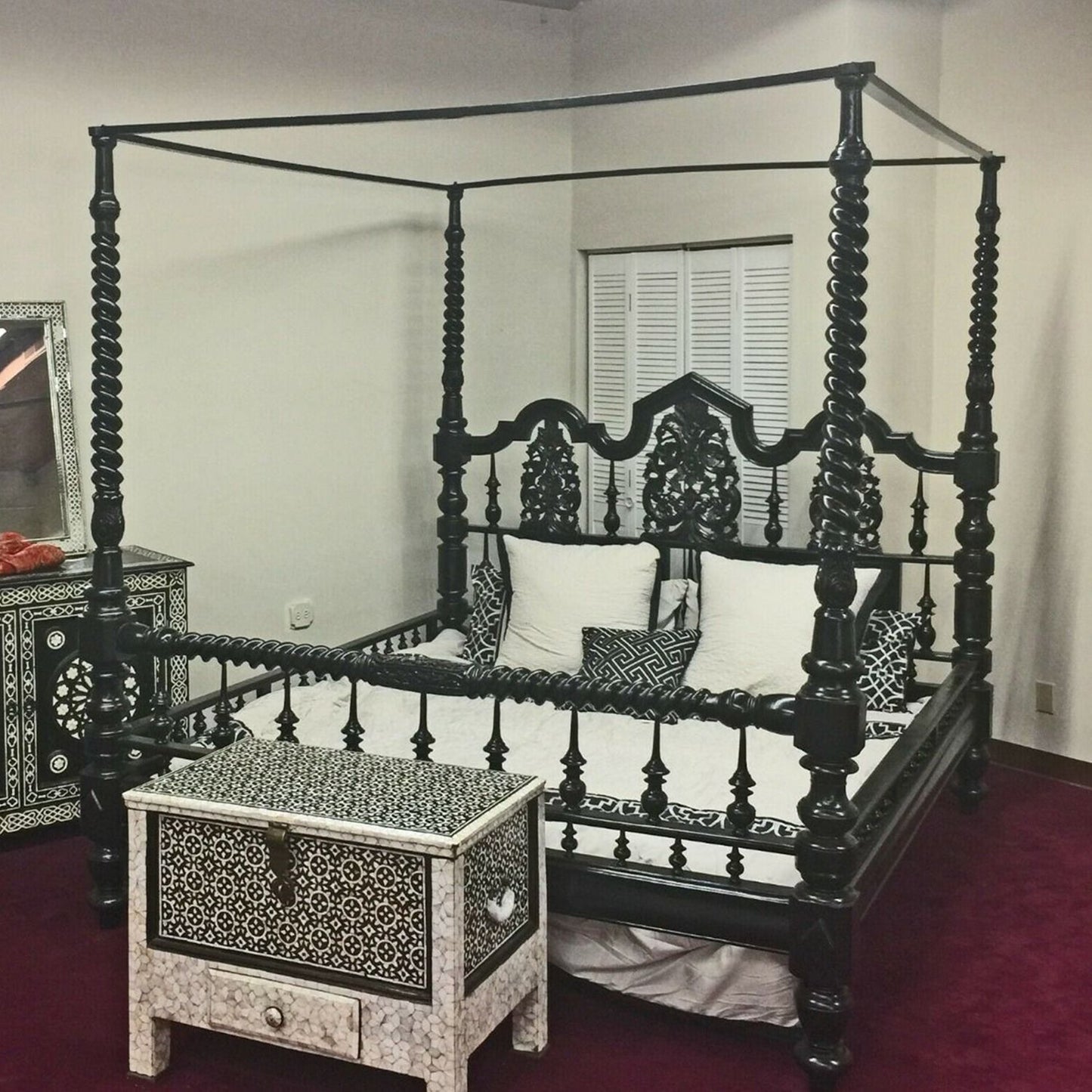Mace Indian Colonial Posters Bed Hand Carved