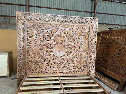 Dynasty Hand Carved Wooden Jody Bed Frame With Storage Drawers