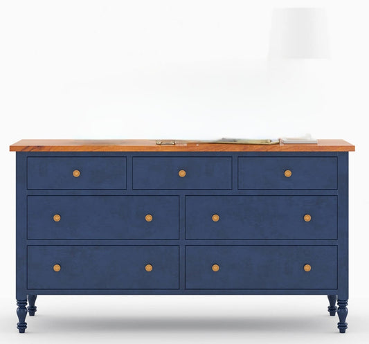 Recto Two Tone Solid Wood 7 Drawer Bedroom Dresser