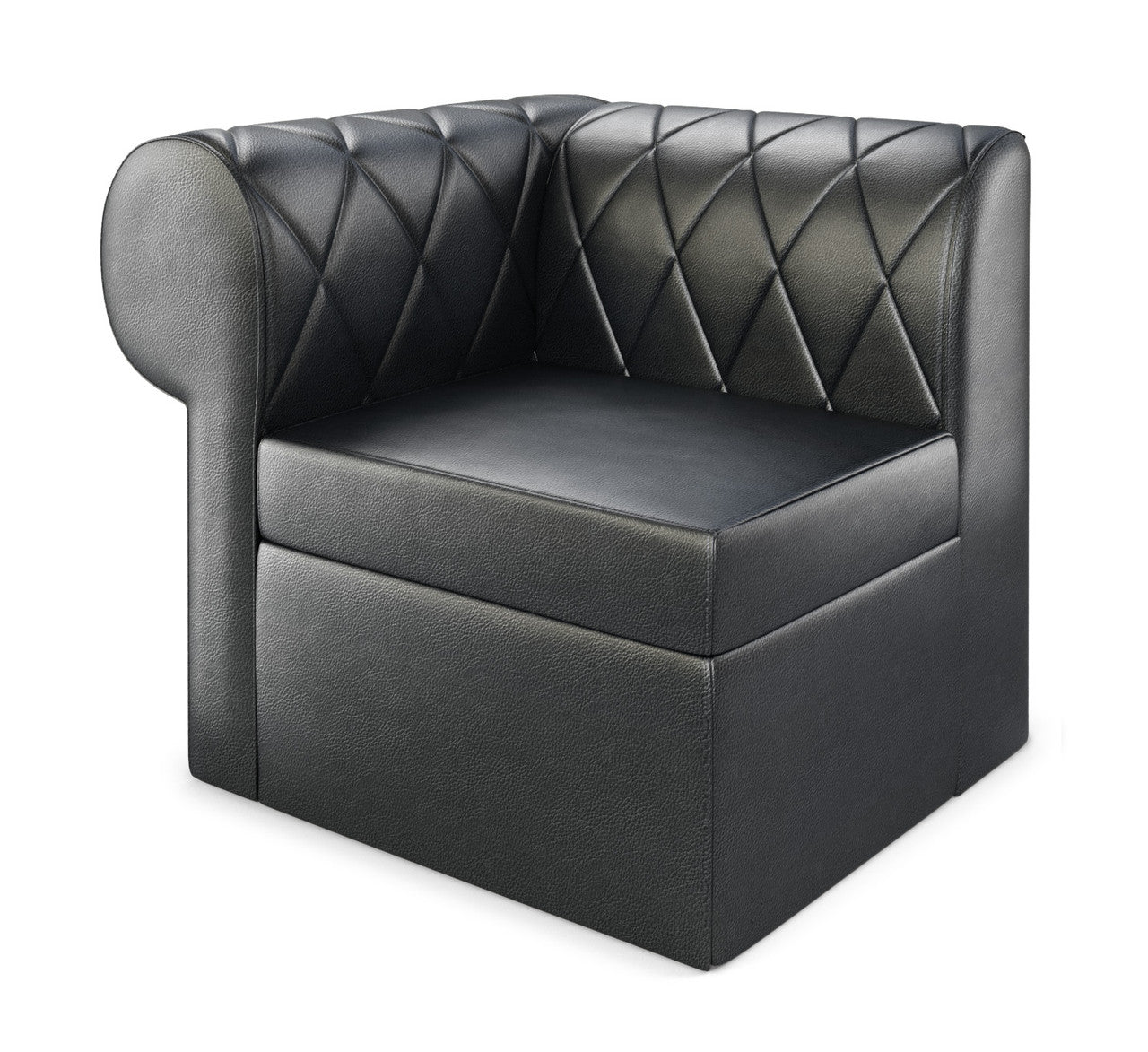 The Venice Diamond-Tufted Modular Lounge Left Side Extension With Rounded Arm