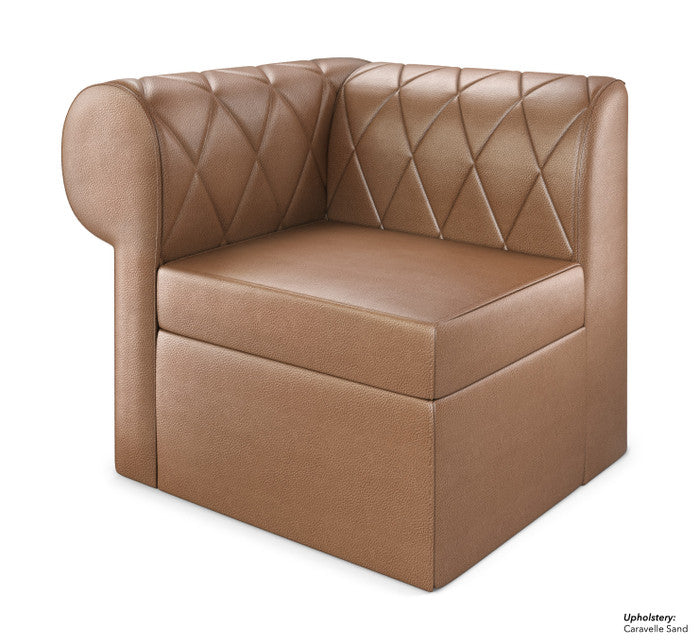The Venice Diamond-Tufted Modular Lounge Left Side Extension With Rounded Arm